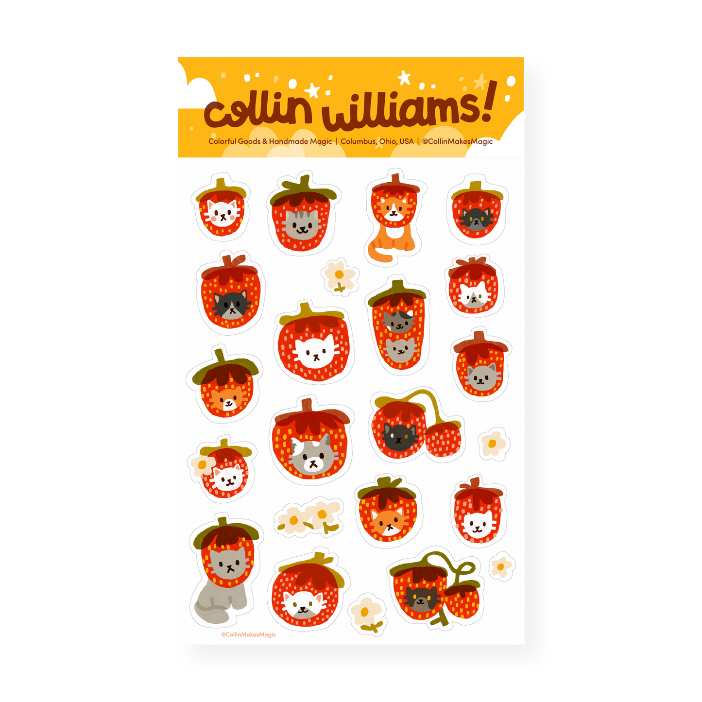 Strawberry Cats— Planner Sticker Sheet