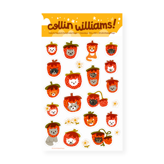 Strawberry Cats— Planner Sticker Sheet