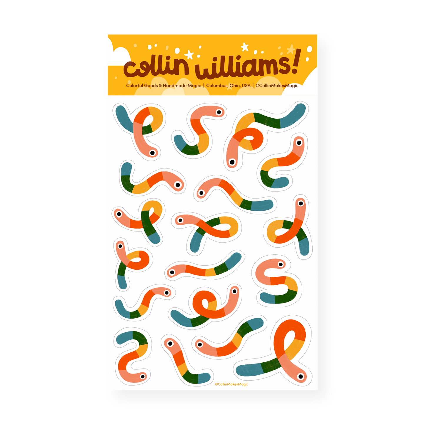 Rainbow Worms — Planner Sticker Sheet