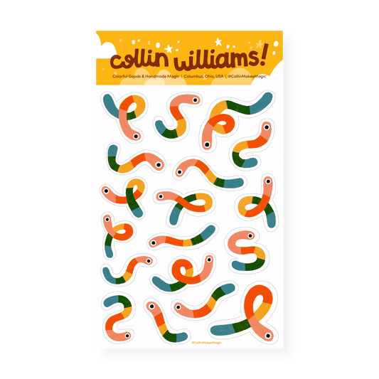 Rainbow Worms — Planner Sticker Sheet