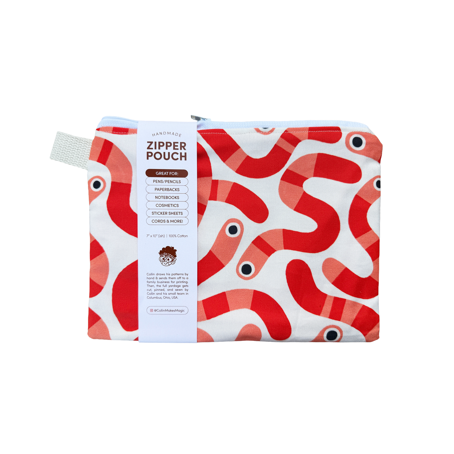 Worms — Handmade Stationery Pouch
